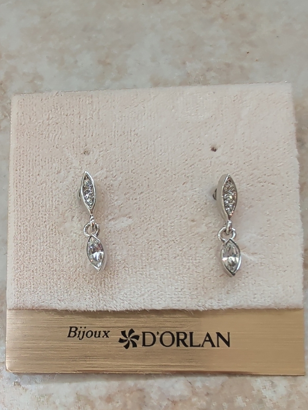 D'ORLAN Silver Swarovski Crystal Drop Earrings NWOT